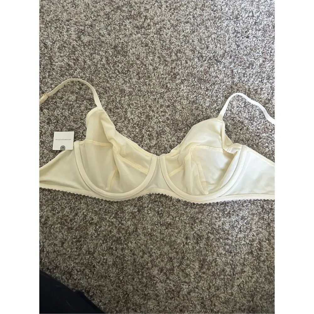 Anthropologie Yellow Silk-Like Unlined Bra Size XL